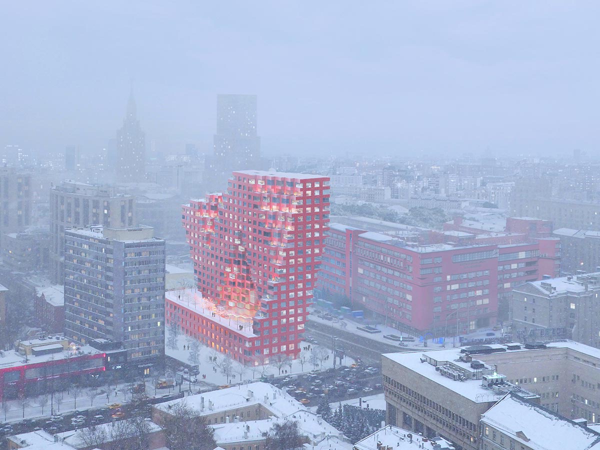 MVRDV updates visuals for its carved mixed-use tower in Moscow