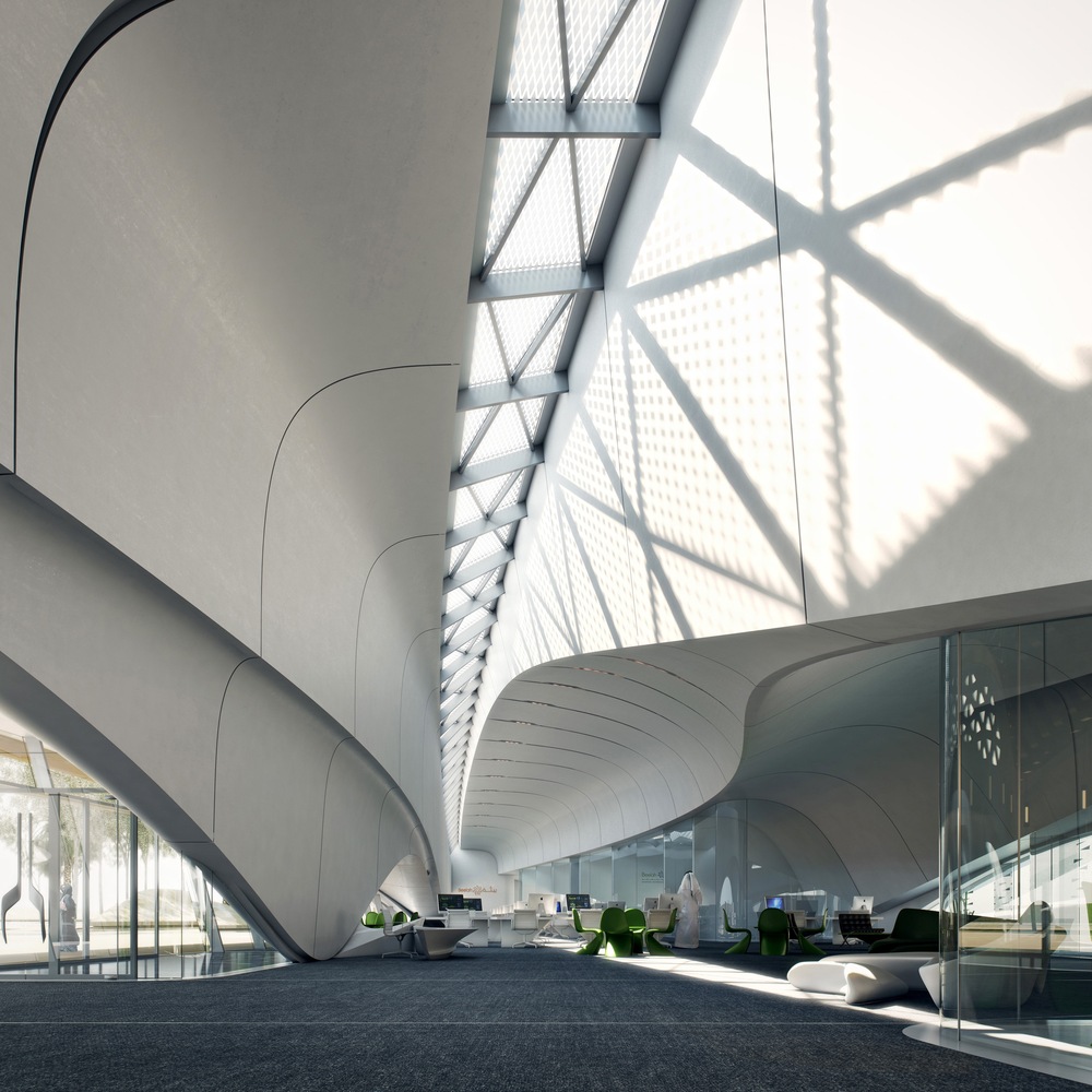 Zaha Hadid Architects' Bee'ah Headquarters Takes Shape In UAE