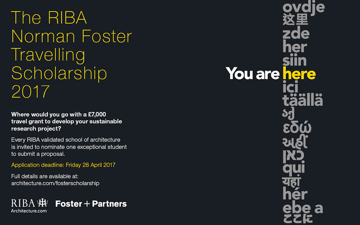 RIBA and Foster + Partners launch 2017 Travelling Scholarship with increased funds