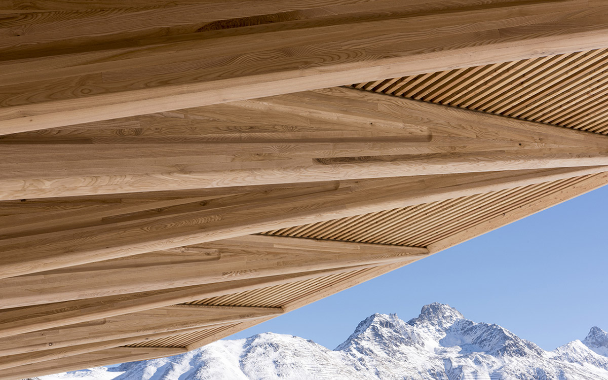 Foster+Partners renovates historic Kulm Eispavillon with wooden-truss canopy in St Moritz