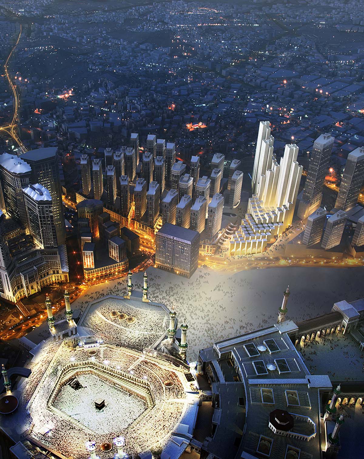 Giant cascading columns feature in Foster+Partners’ luxury hotel and apartments for Mecca