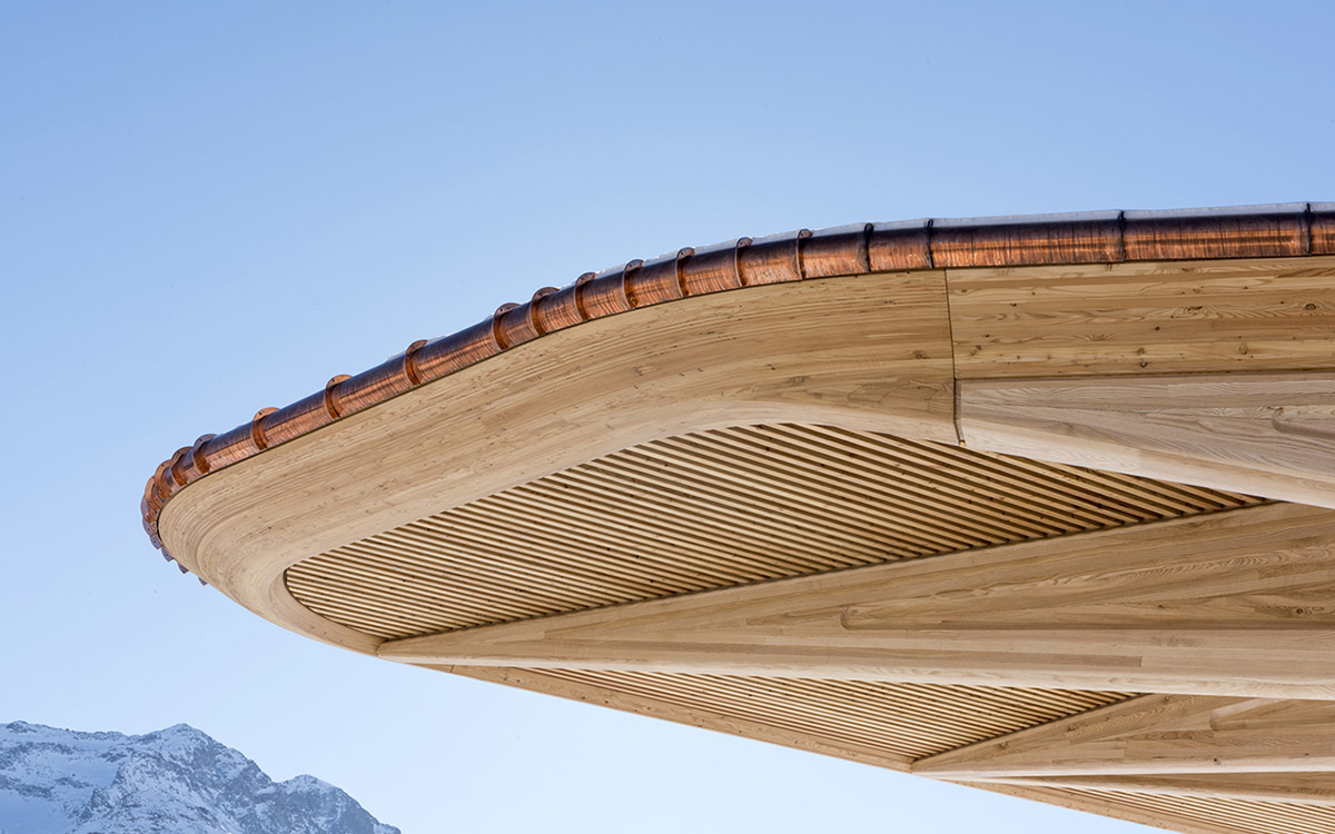 Foster+Partners renovates historic Kulm Eispavillon with wooden-truss canopy in St Moritz