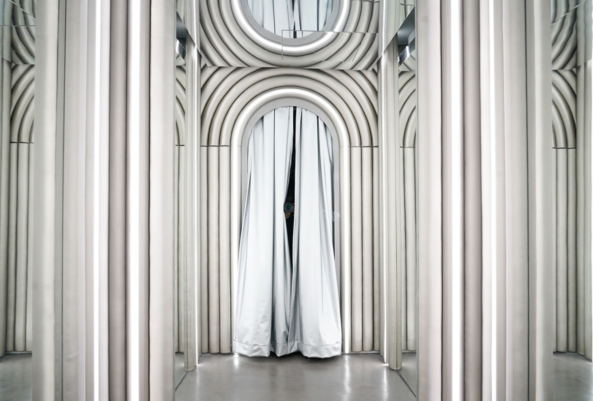 Masquespacio creates metallic interiors and water-inspired spaces for bakery in Saudi Arabia 