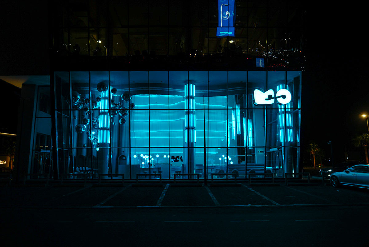 Masquespacio creates metallic interiors and water-inspired spaces for bakery in Saudi Arabia 