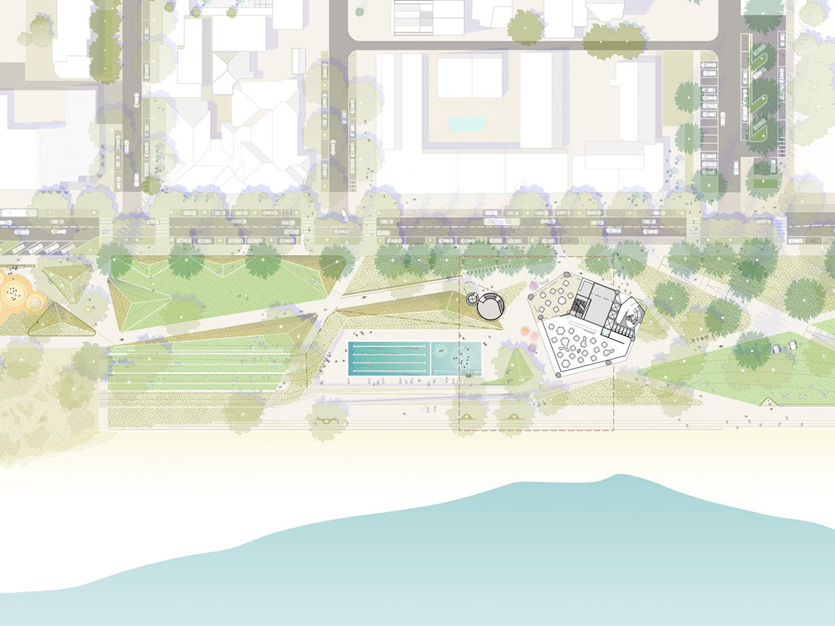 Architects propose sandy-formed, stone age-looking designs for Cottesloe Beach Pavilion in Australia