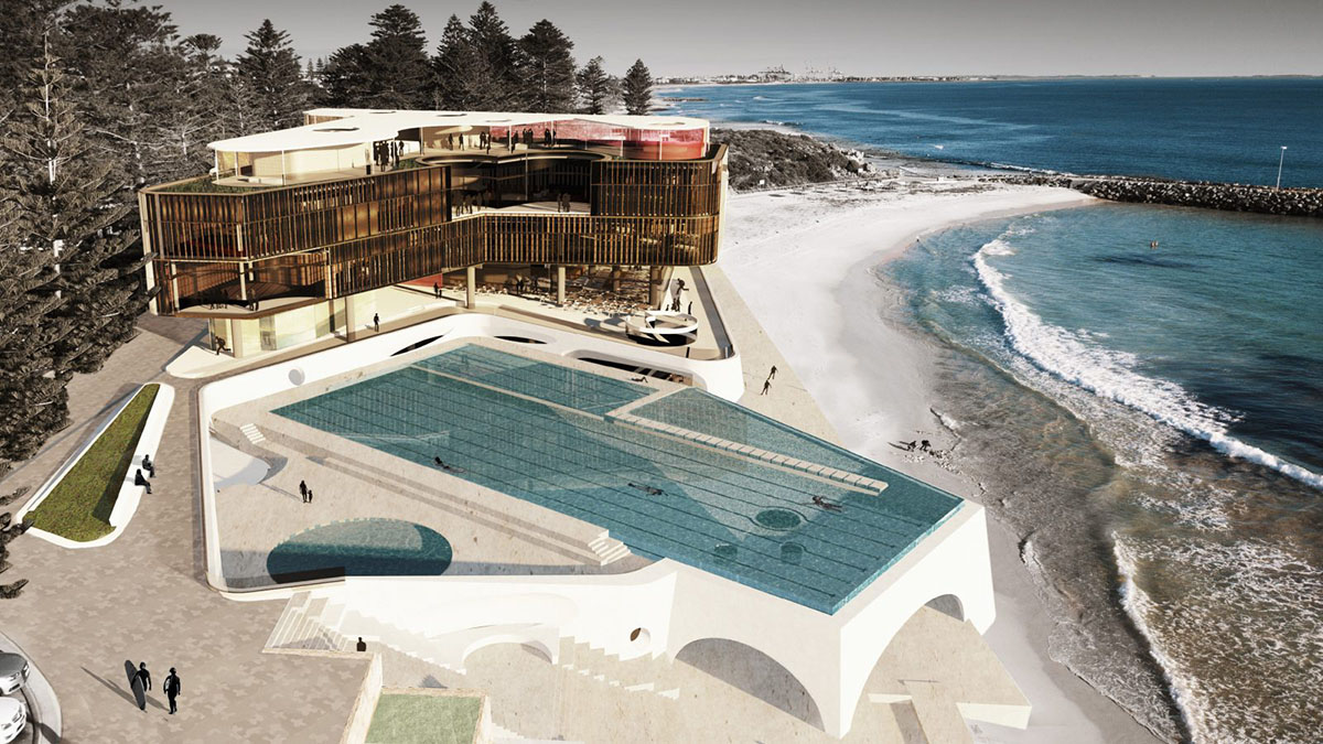 Architects propose sandy-formed, stone age-looking designs for Cottesloe Beach Pavilion in Australia