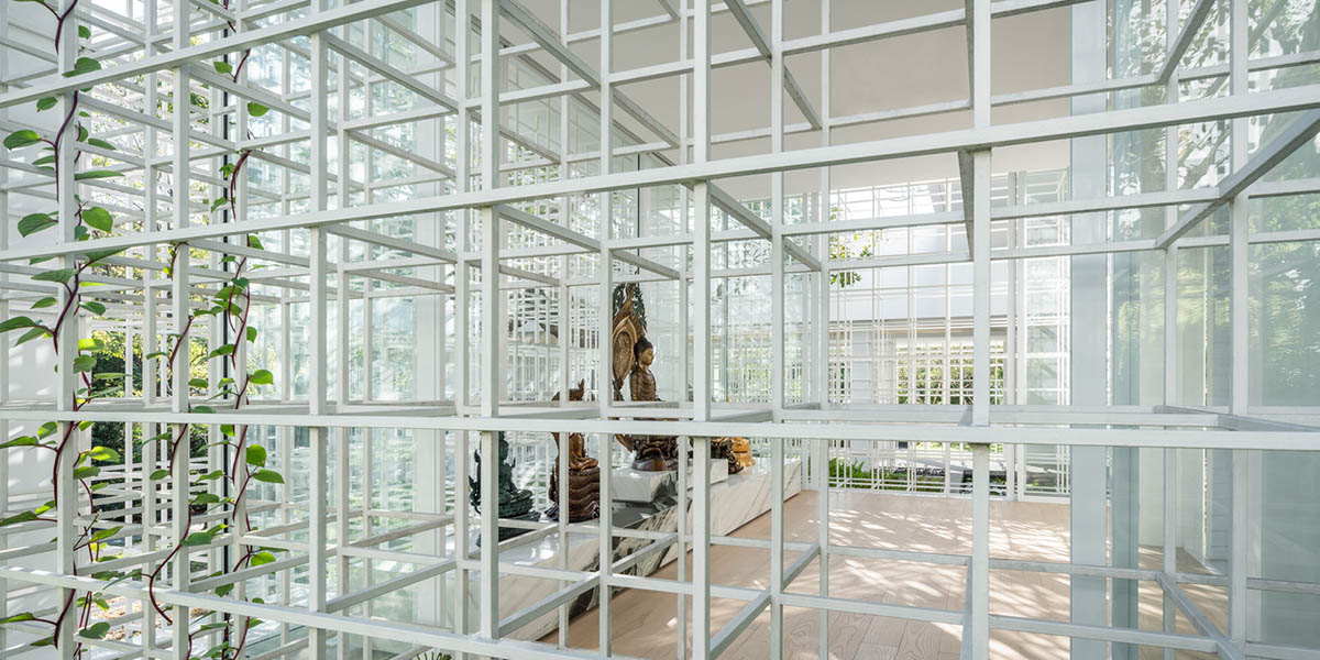 AAd built self-sustainable residence with perforated facade and steel rods in Thailand