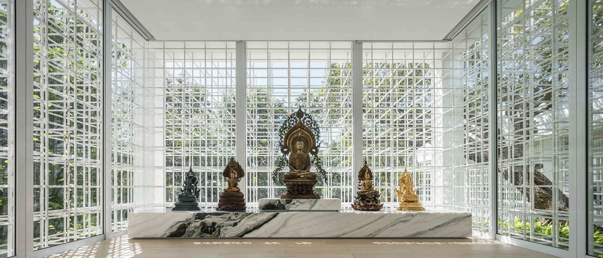 AAd built self-sustainable residence with perforated facade and steel rods in Thailand