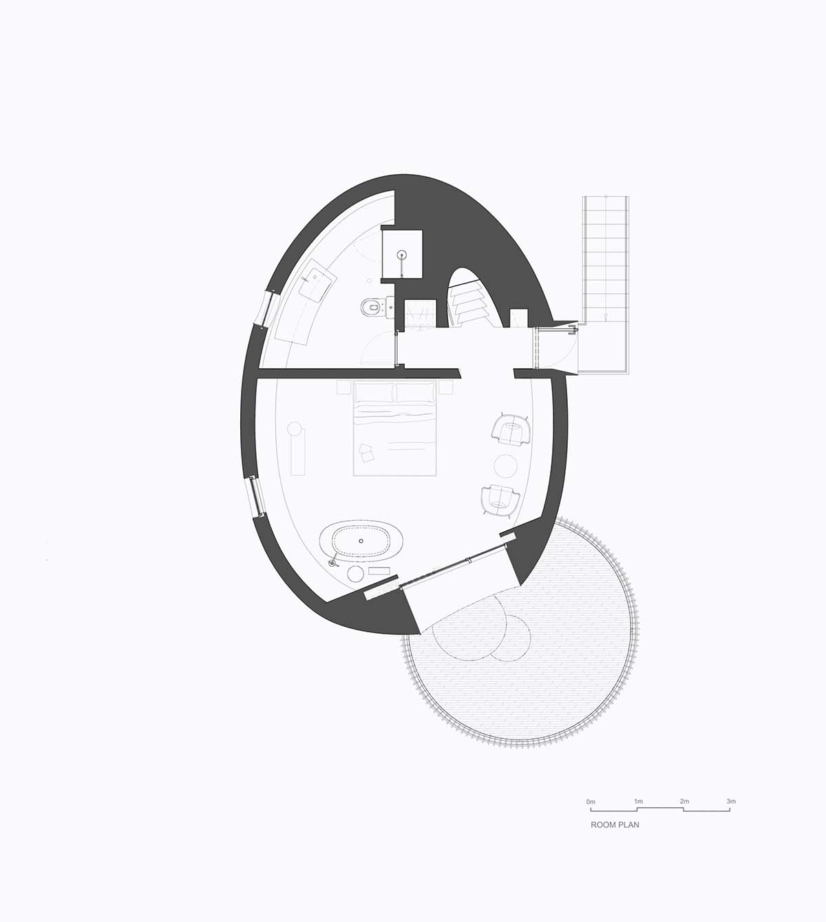 ZJJZ built The Seeds made of ellipsoidal surfaces and clad in pine shingles in Jiangxi, China