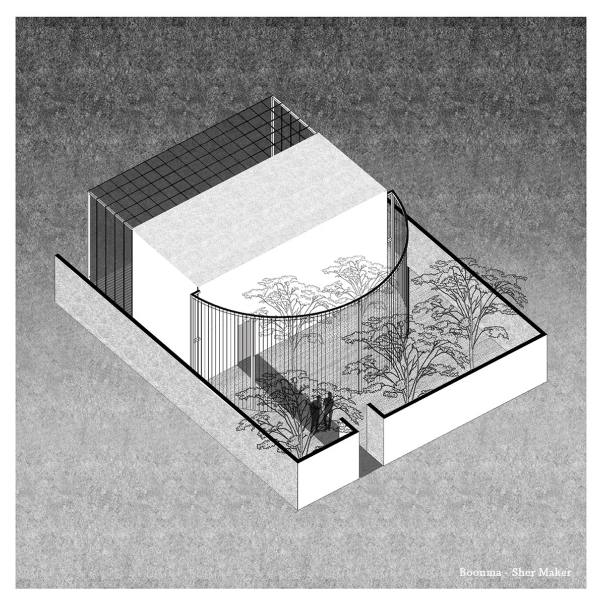 Sher Maker creates cafe from 6-meter opaque curtain wall in a forest in Thailand