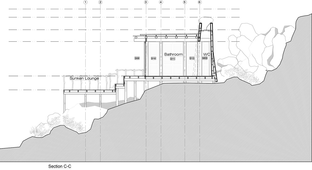 A holiday lodge grows out from natural foundation with permeable skin in Tanzania