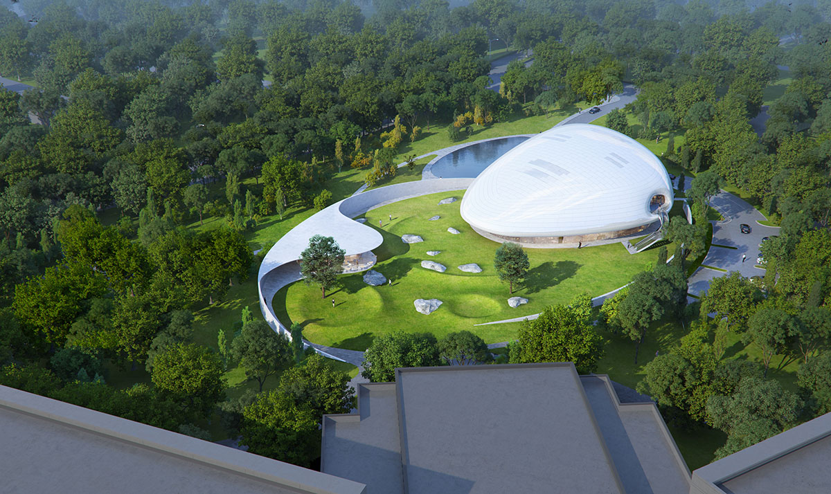 Construction is underwell on MAD's floating Aranya “Cloud Center” in China 