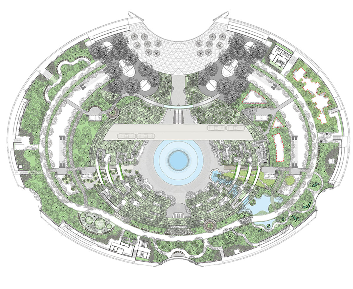 Safdie Architects' giant waterfall is almost complete at Jewel Changi Airport in Singapore