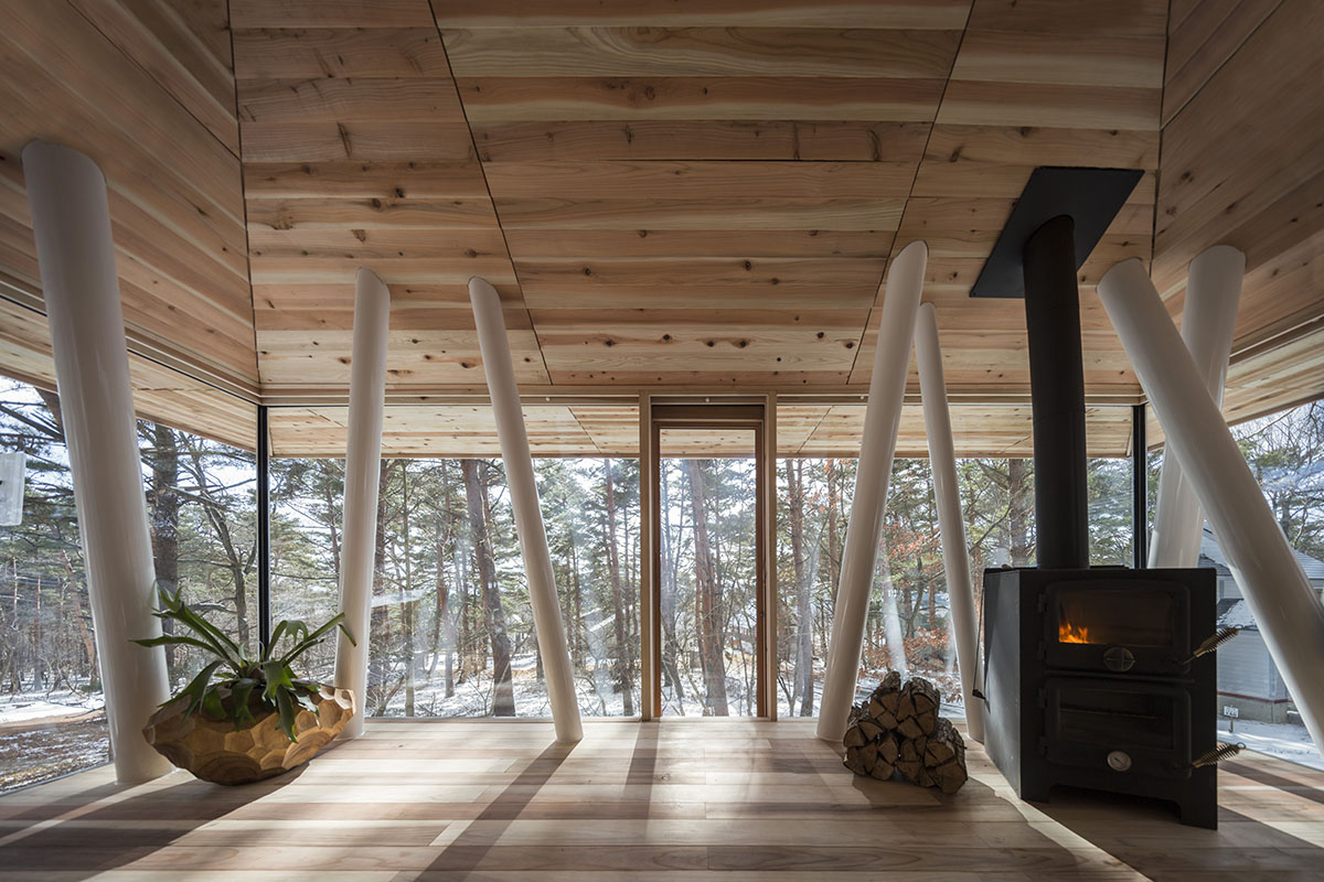 Life Style Koubou creates slender stilts to protect this family house from Bandai-san's snowfalls