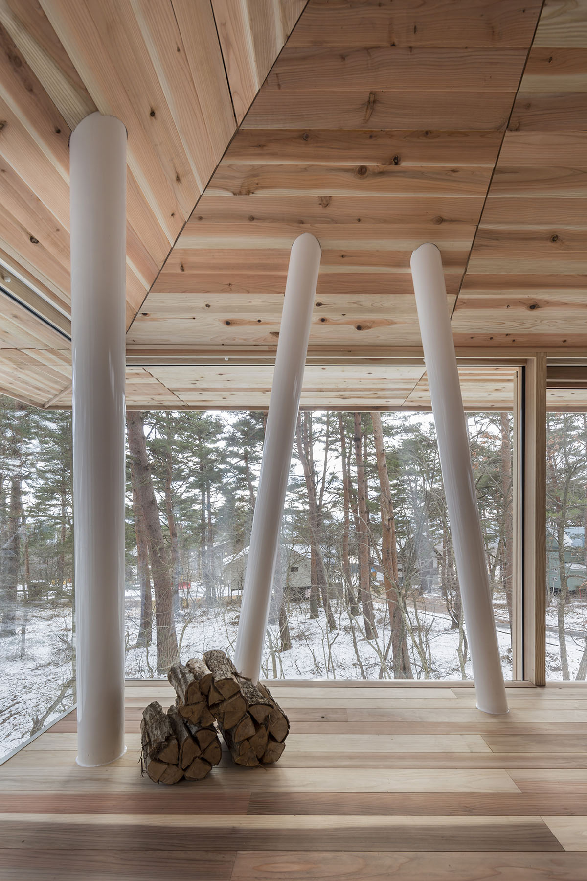 Life Style Koubou creates slender stilts to protect this family house from Bandai-san's snowfalls