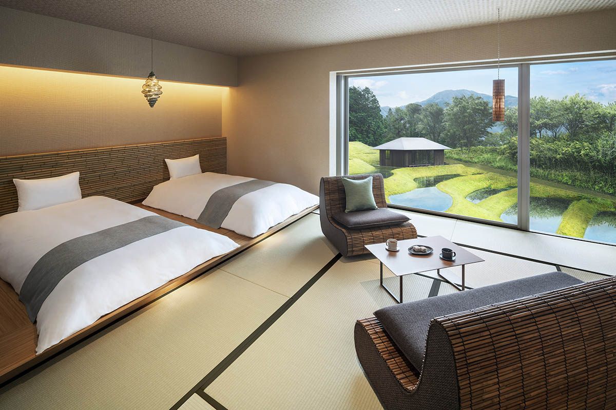 Kengo Kuma & Associates completes hot spring resort surrounded by cascading rice terraces in Kyushu