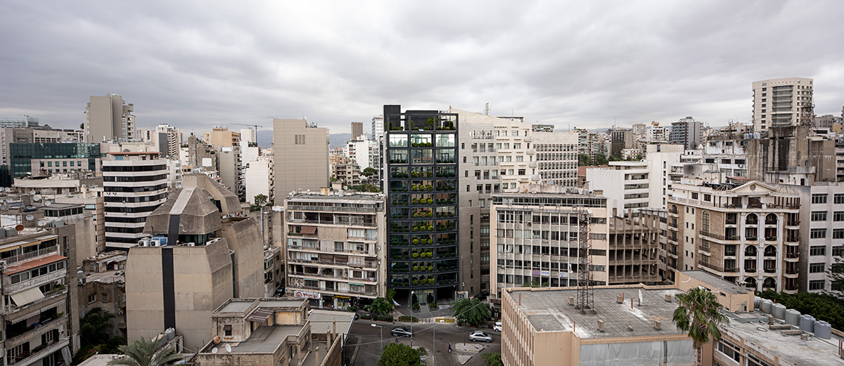 Karim Nader's tower with black steel exoskeleton consolidates Beirut's historical buildings