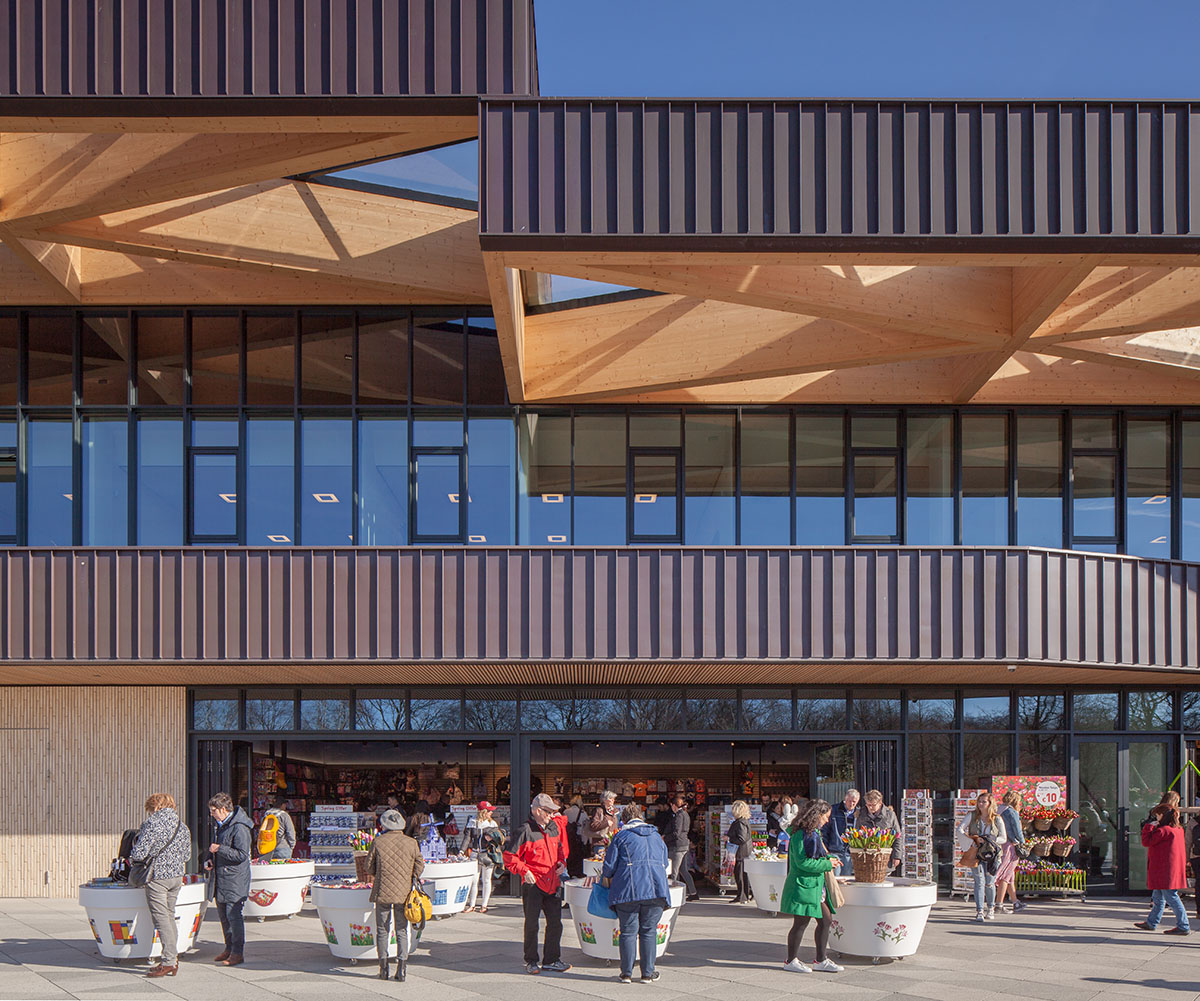 Mecanoo completes Keukenhof gatehouse composed of stepped timber roof structure
