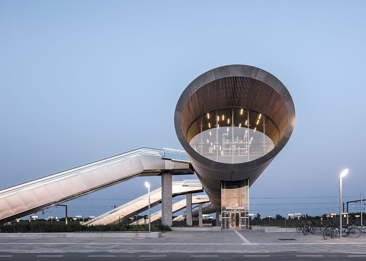 COBE and DISSING+WEITLING's sinuous tubular Køge Nord Station opened in Copenhagen