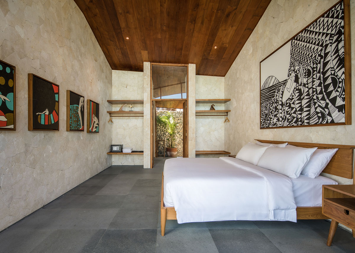 Giant sloping polygonal shading element marks Alexis Dornier's House Carbon in Bali