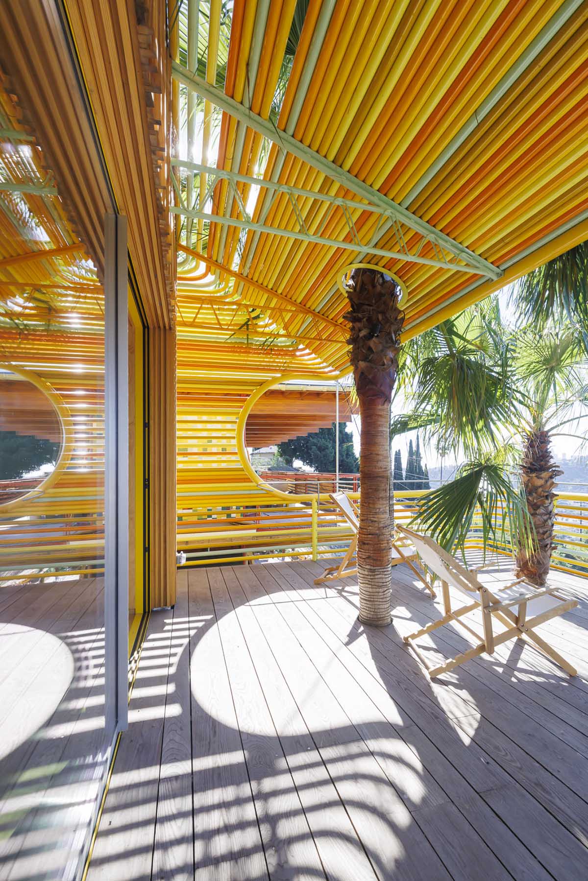 SelgasCano and Diego Cano wrap La Canaria House with recycled aluminum colourful tubes in LA