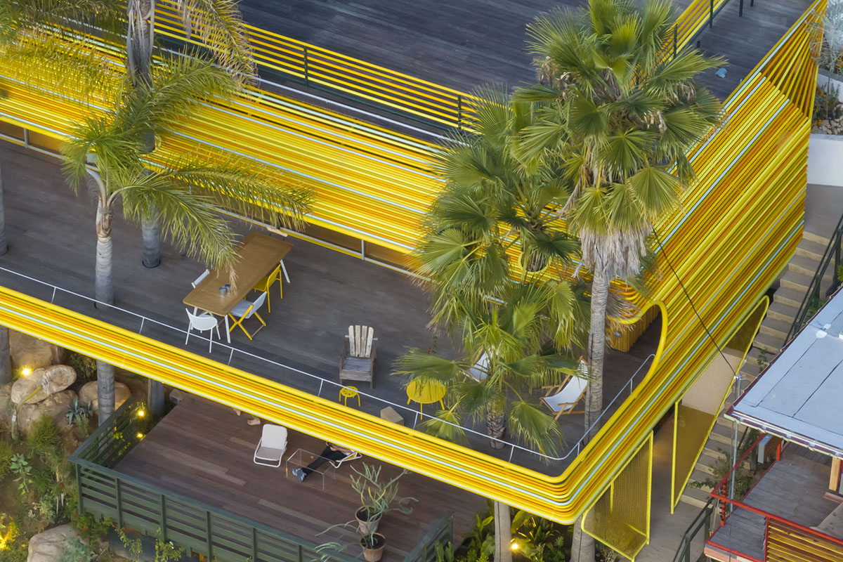 SelgasCano and Diego Cano wrap La Canaria House with recycled aluminum colourful tubes in LA