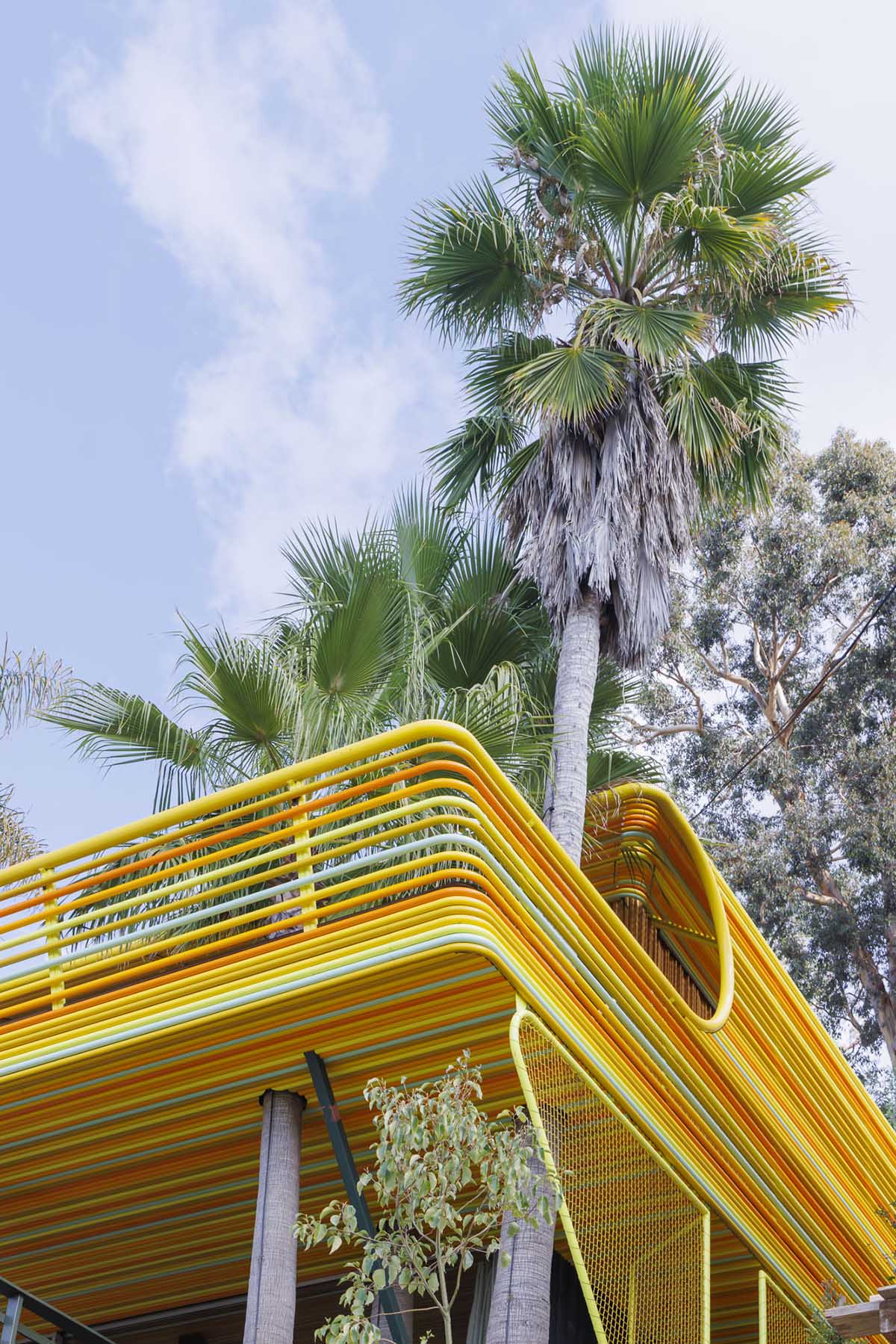 SelgasCano and Diego Cano wrap La Canaria House with recycled aluminum colourful tubes in LA