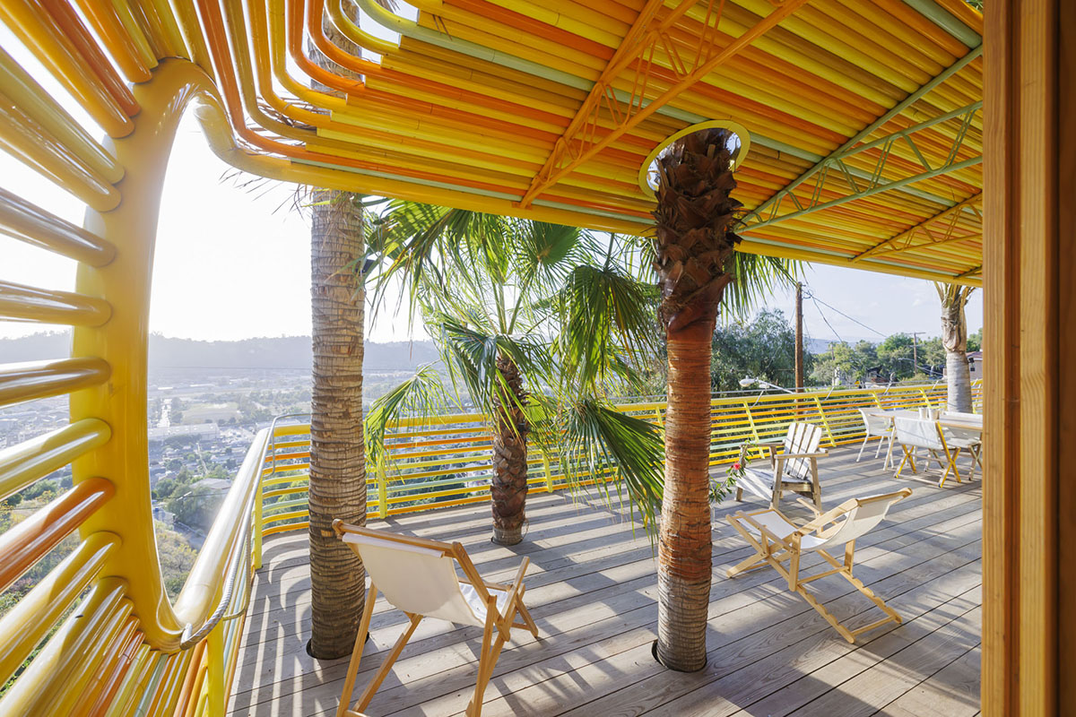 SelgasCano and Diego Cano wrap La Canaria House with recycled aluminum colourful tubes in LA
