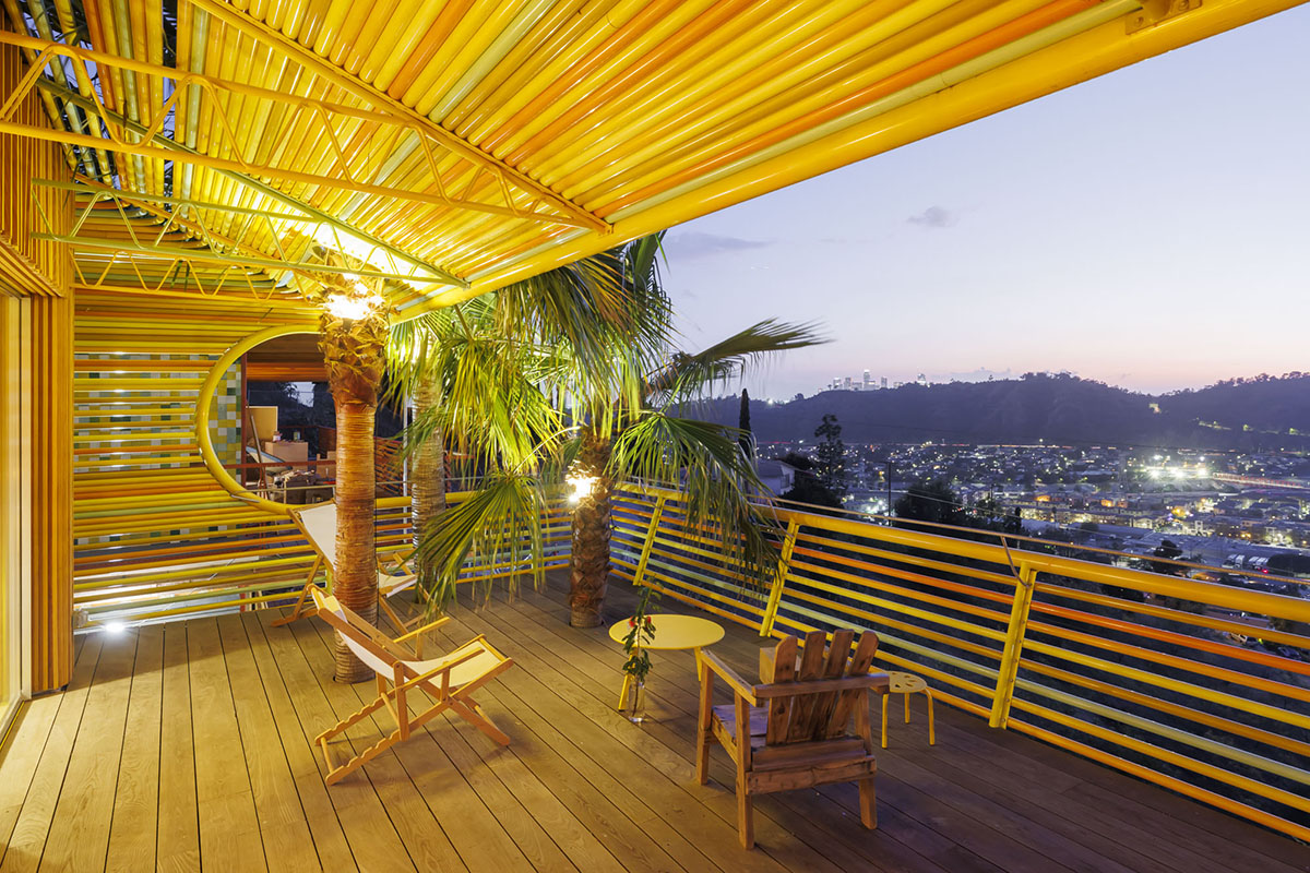 SelgasCano and Diego Cano wrap La Canaria House with recycled aluminum colourful tubes in LA