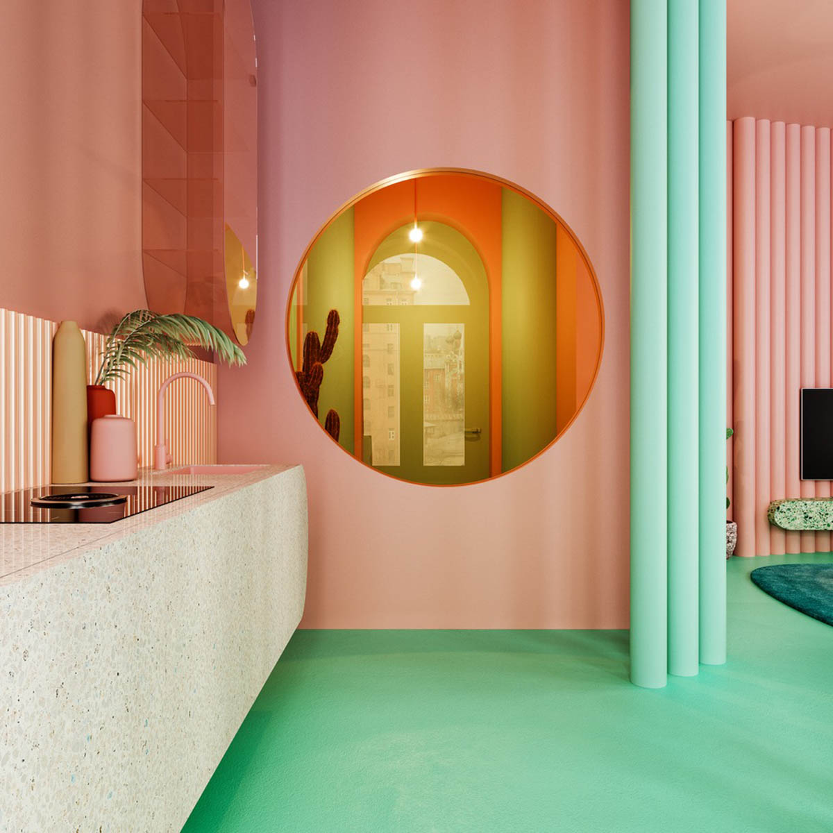 Reutov Design creates tropical interior for apartment with terracotta
