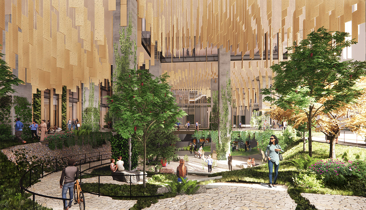 Kengo Kuma and Associates проектирует коммерческое здание, покрытое растениями, в центре Сан-Хосе. 