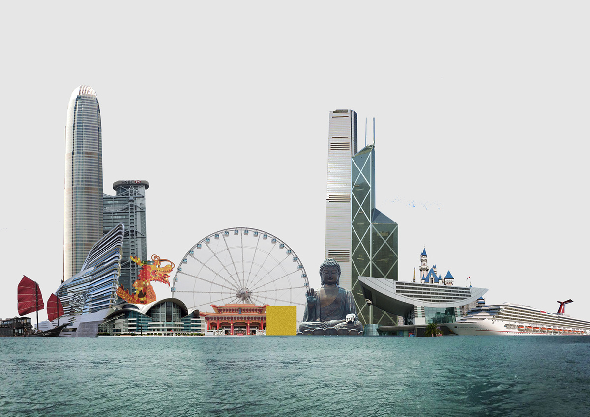 OMA reveals its golden KUBE as multi-functional installation on Hong Kong's waterfront