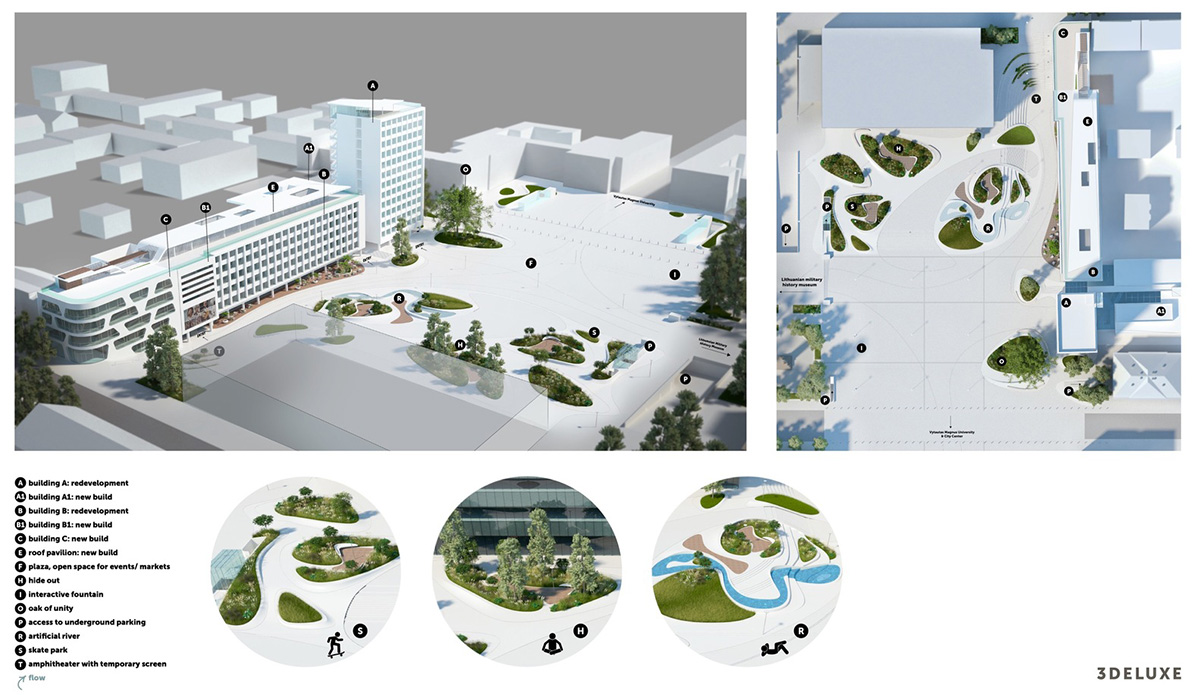 3Deluxe creates public plaza with fluid geometry that meets young generation's needs in Lithuania