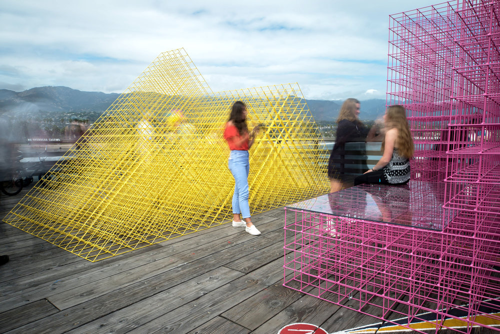 Three matrix pavilions by SPORTS are scattered in different parts of Santa Barbara