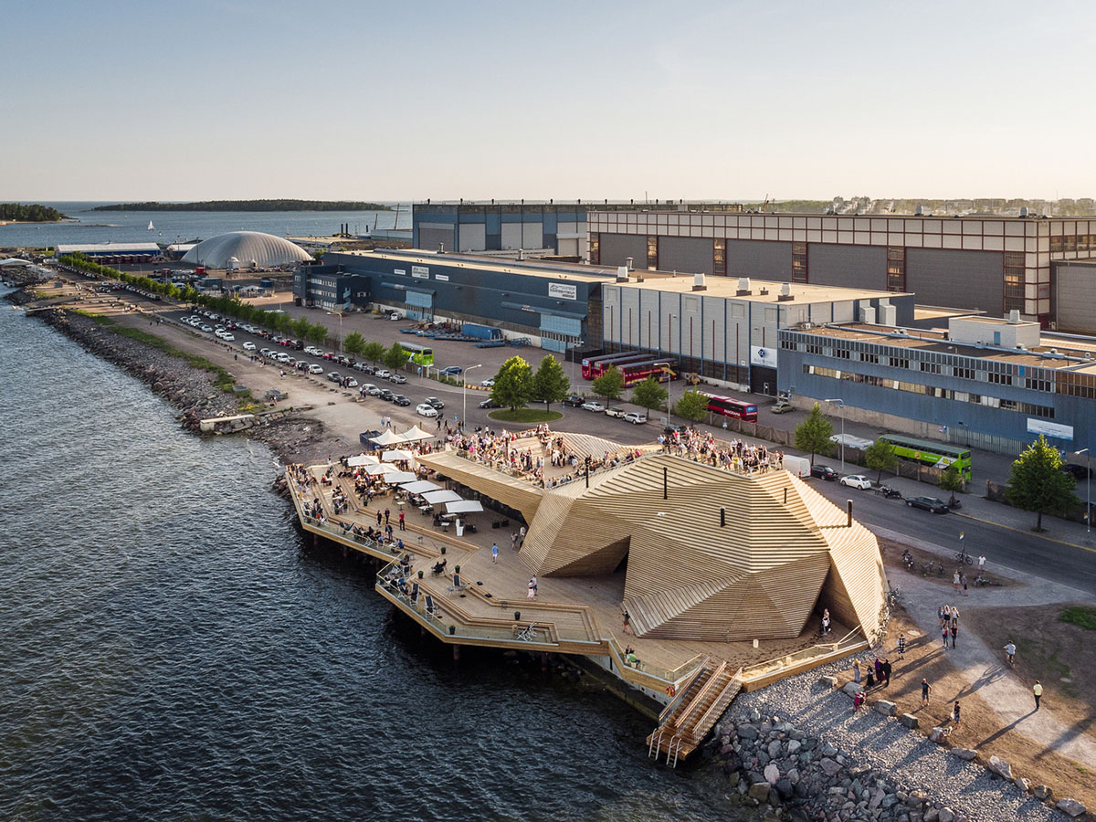 Avanto Architects creates stepped wooden public sauna on Helsinki seashore