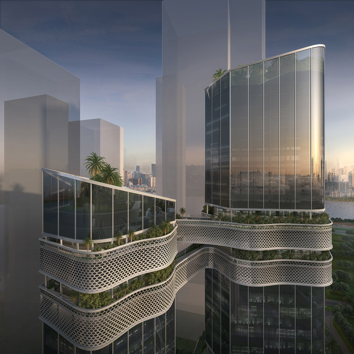 GroupGSA unveils design with helix-shaped towers for digital health start-up company in Shenzhen