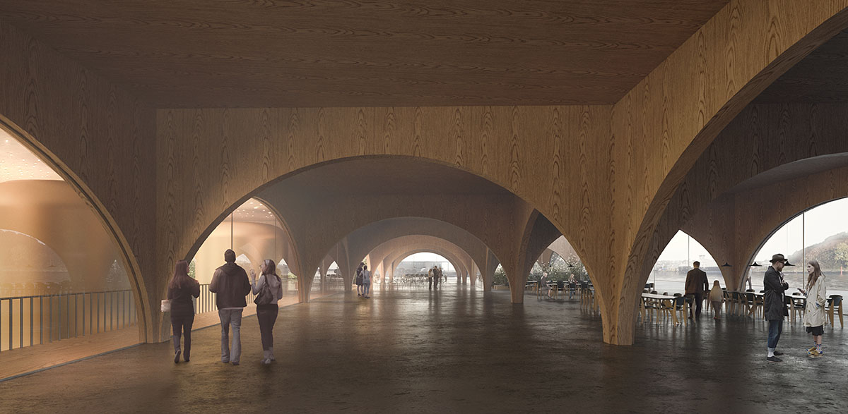 COBE designs Norway's first street-food market with mega urban arches as roofed landscape
