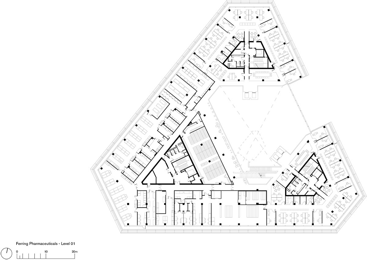 Foster + Partners completes Ferring Pharmaceuticals with cantilevered roof canopy in Copenhagen