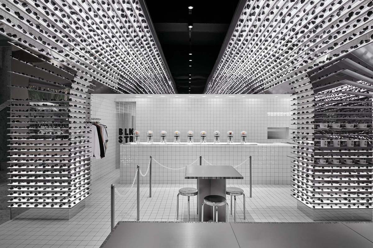 Linehouse forms interiors evoking a sense of being in a spaceship for a pastry store in Shanghai  