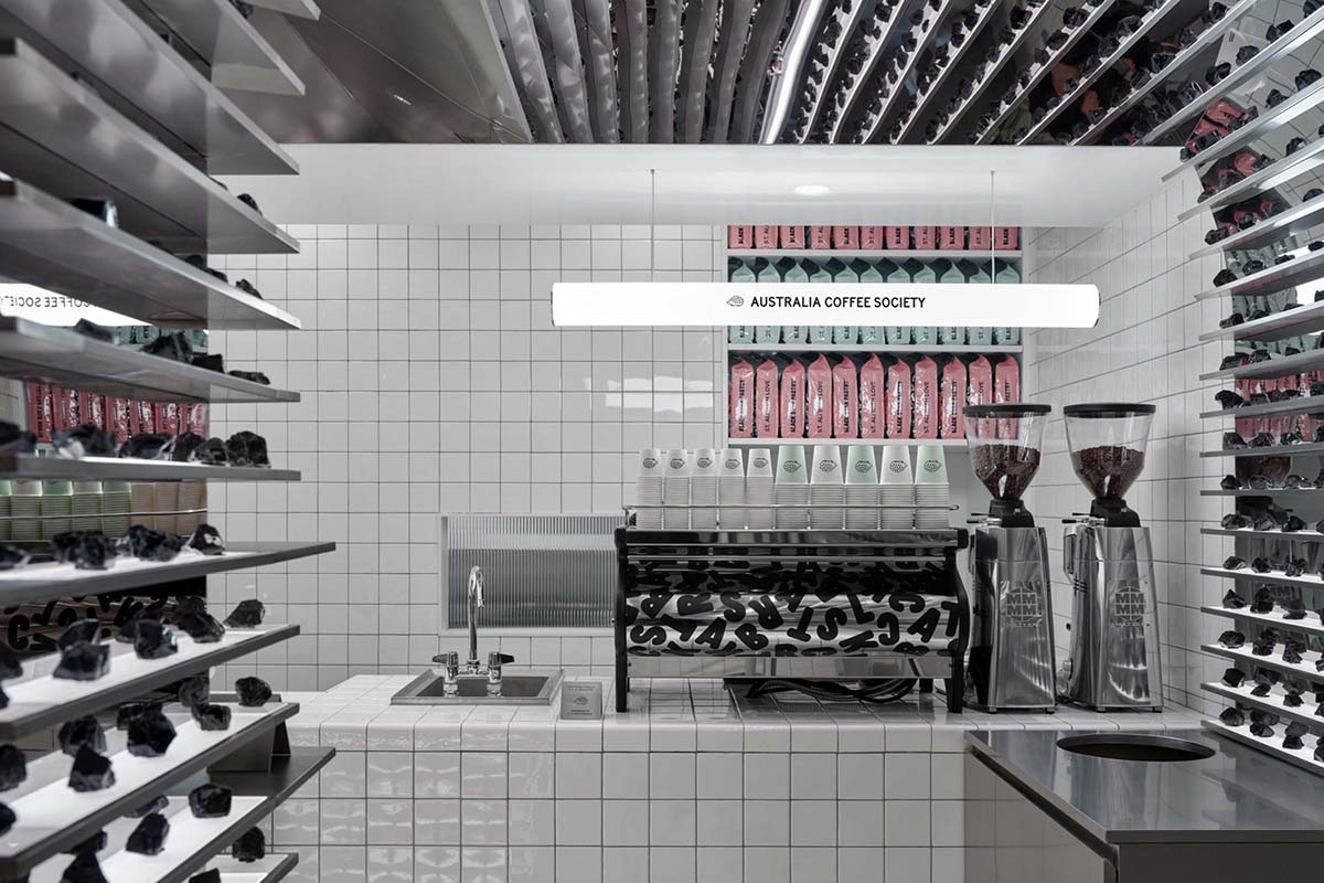 Linehouse forms interiors evoking a sense of being in a spaceship for a pastry store in Shanghai  