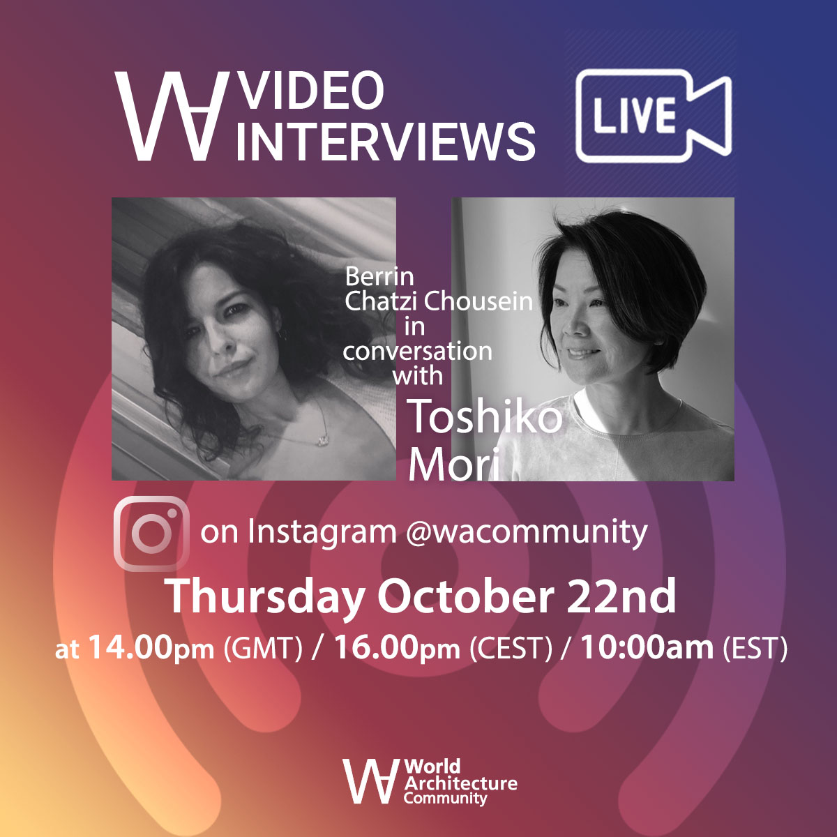 Toshiko Mori will discuss the notion of innovation and a sense of belonging in WAC's Instagram Live