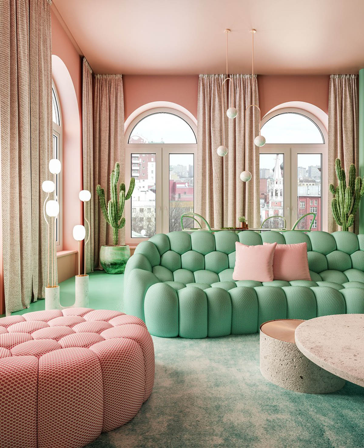 pink living room  Architecture & Interior Design