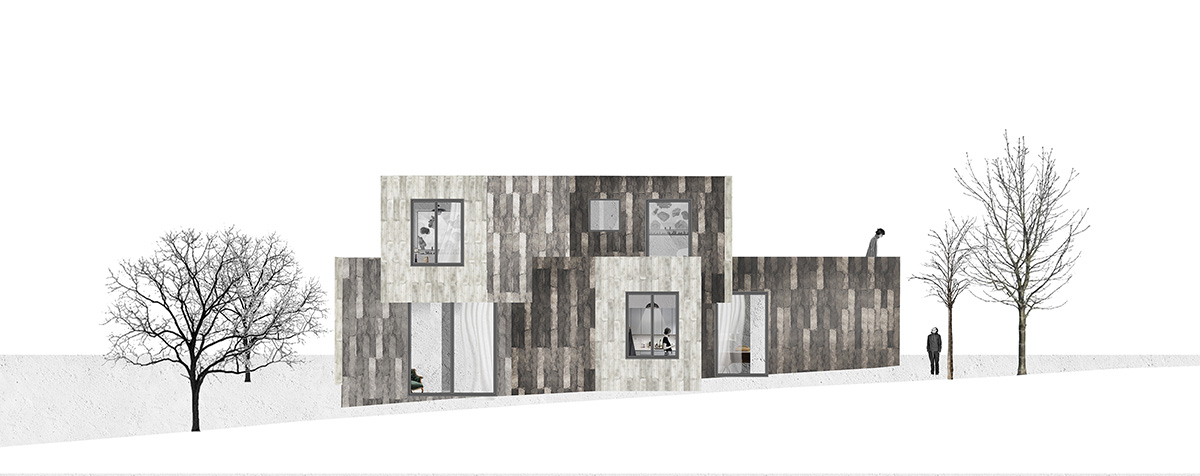 OOIIO Architecture plays with intersection of red ceramic-tiled volumes to create house in Madrid