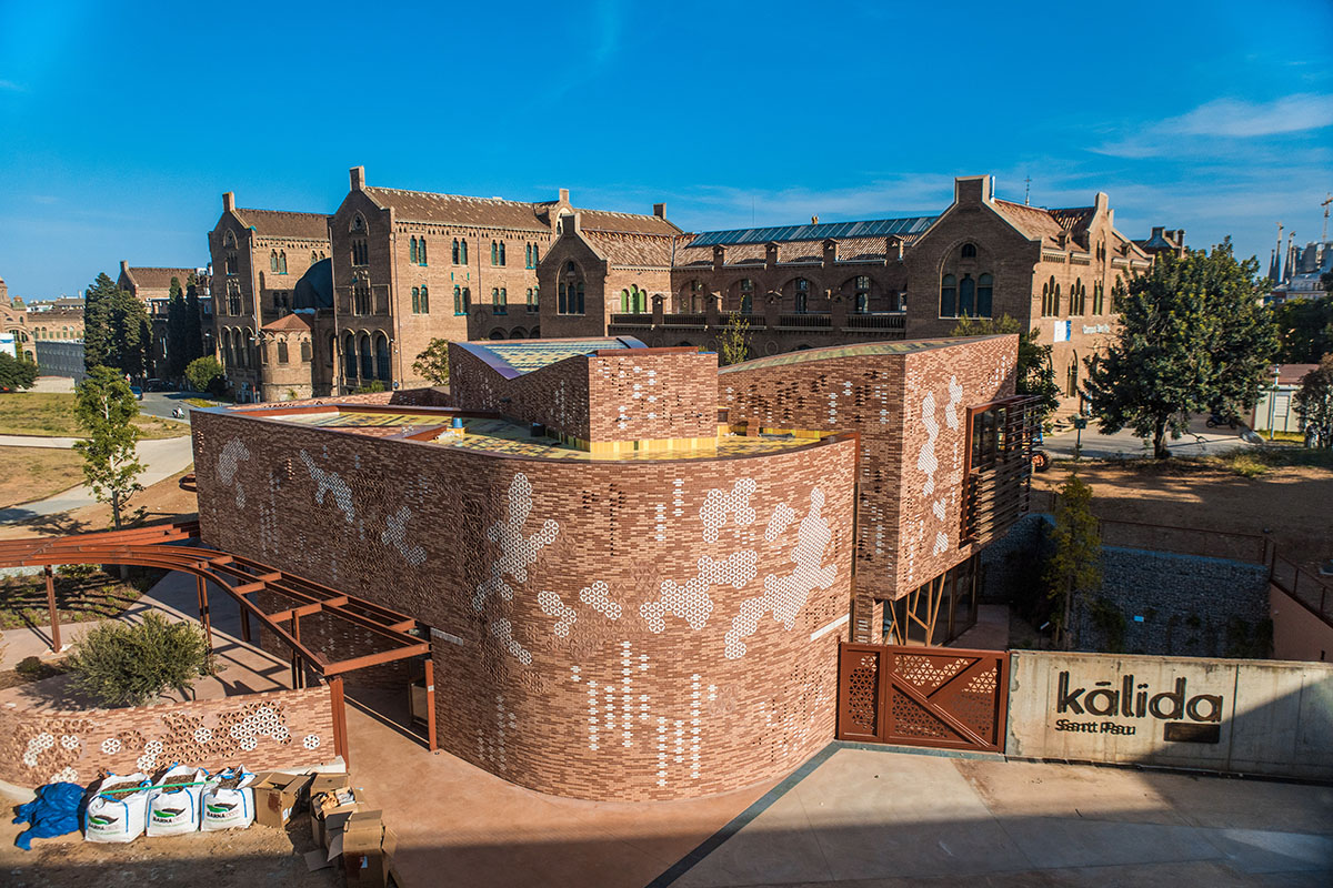 Miralles Tagliabue EMBT completes Maggie's new caring center with textured brick facade in Barcelona