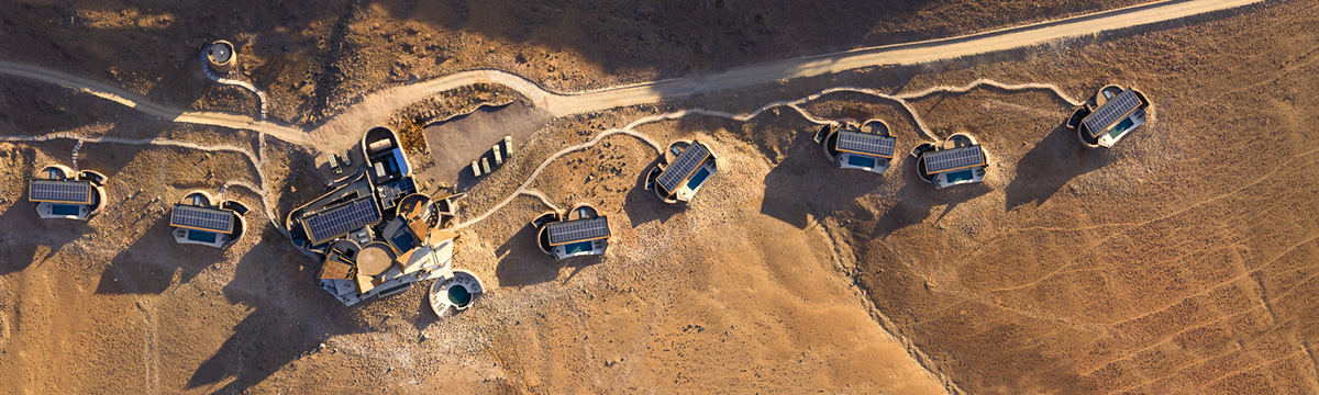 Fox Browne Creative and Jack Alexander design pavilion-like steel lodges on a desert of Namibia