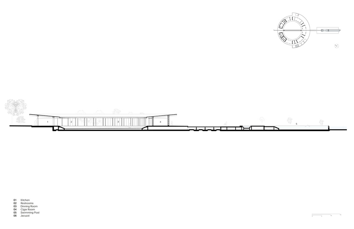 Circular clubhouse by Sordo Madaleno Arquitectos is nestled on the edge of lake in Valle de Bravo