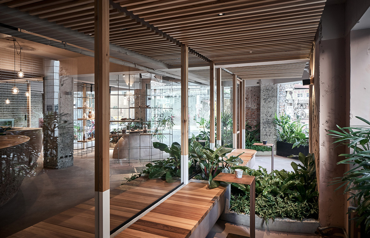 Soar Design Studio adds greenery and smooth surfaces to chocolate store offering garden-like space