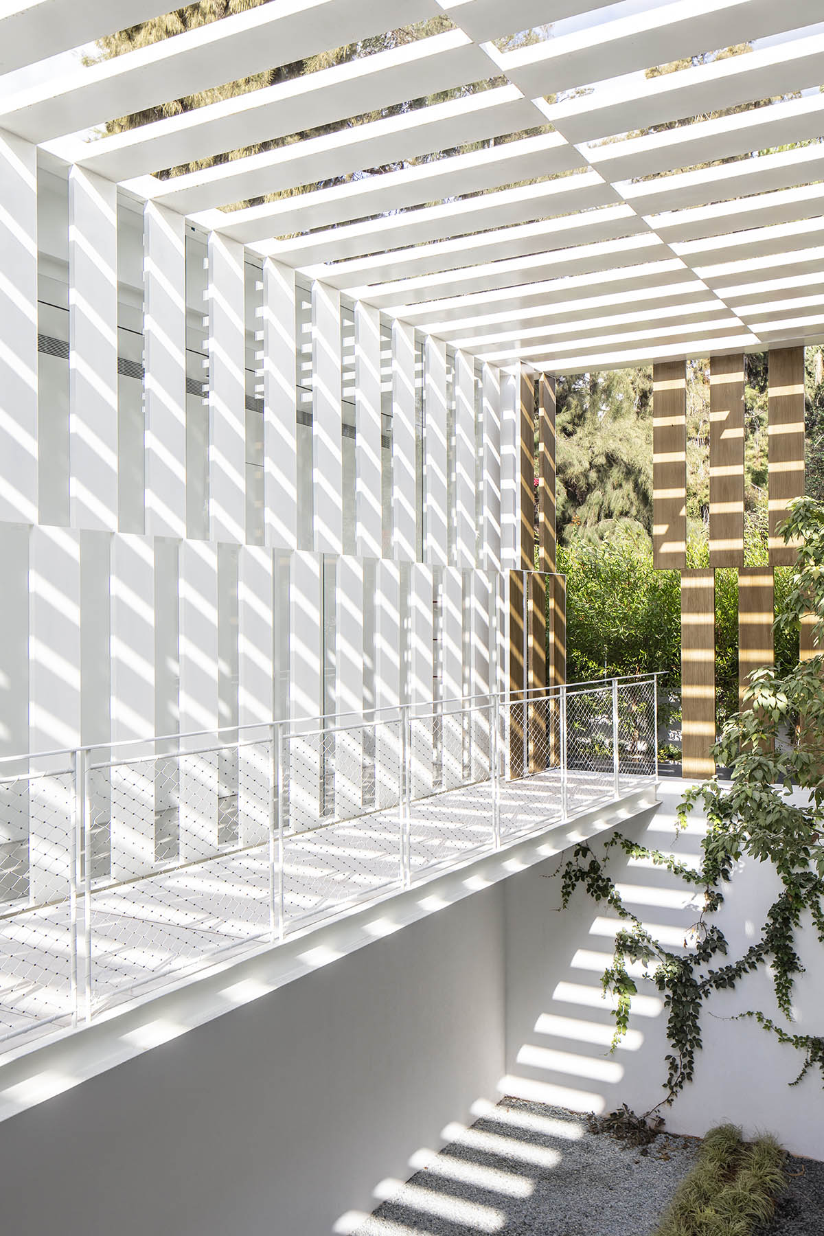 Large sunken yard defines the program of Split House designed by Pitsou Kedem Architects in Israel