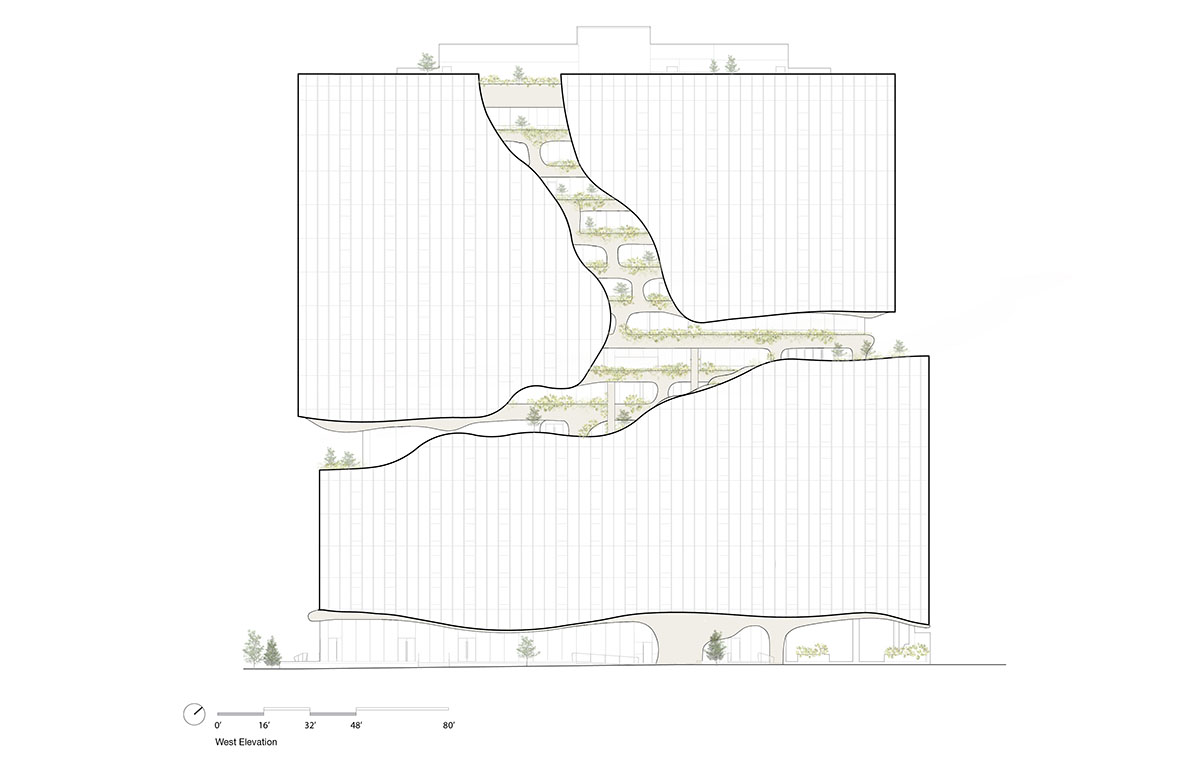 MAD reveals mixed-use tower that features a cracked-open canyon in the heart of Denver
