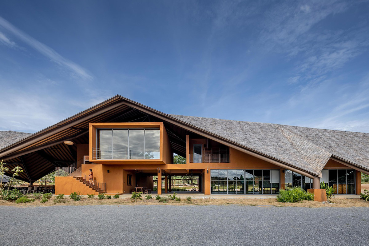 Learning Center by Vin Varavarn Architects features folded bamboo roof in Thailand